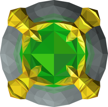 An Old School RuneScape membership bond — a gold-and-silver framed green token